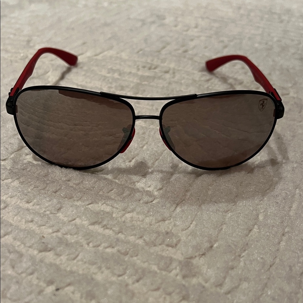 Rayban Ferrari Black and Red carbon fiber Aviator Sunglasses